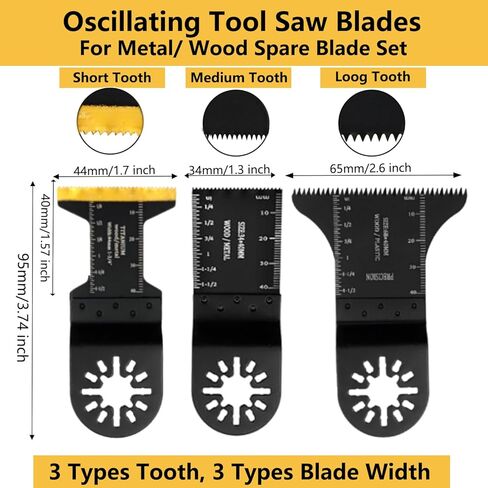 Titanium Oscillating Saw Blades, 20 Pcs Oscillating Tool Blades Kits for Metal, Wood and Plastic Compatible with Star-Lock Tools in Kuwait
