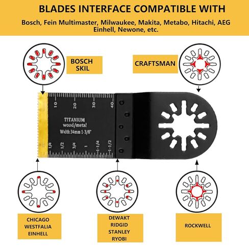 Titanium Oscillating Saw Blades, 20 Pcs Oscillating Tool Blades Kits for Metal, Wood and Plastic Compatible with Star-Lock Tools in Kuwait