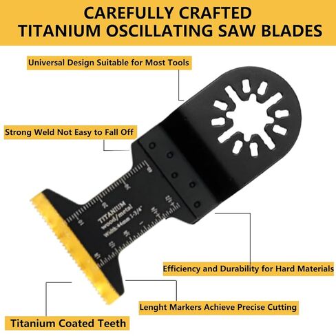 Titanium Oscillating Saw Blades, 20 Pcs Oscillating Tool Blades Kits for Metal, Wood and Plastic Compatible with Star-Lock Tools in Kuwait