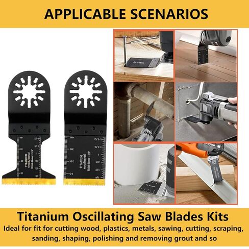 Titanium Oscillating Saw Blades, 20 Pcs Oscillating Tool Blades Kits for Metal, Wood and Plastic Compatible with Star-Lock Tools in Kuwait