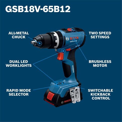 مجموعة أدوات كومبو 18 فولت من BOSCH GXL18V-241B22 - تتضمن 1/2 بوصة. مثقاب/مفك مطرقي، مفك/مفتاح ربط 2 في 1، (2) بطاريات 2 أمبير، شاحن، مشابك حزام، وحقيبة حمل in Kuwait