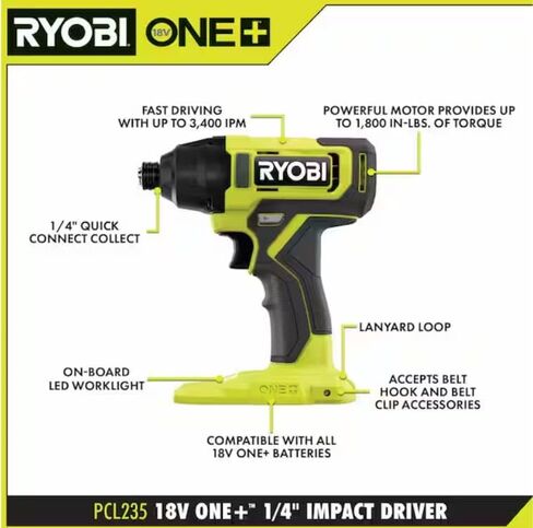 RYOBI Drill Impact Driver Combo Kit 18V ONE+ Cordless 2-Tool Set with Batteries Charger Tool Bag + Gloves in Kuwait