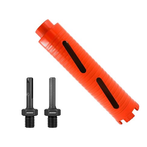 2-1/2" (64mm) Dry Diamond Core Drill Bit for Concrete & Brick, 5/8"-11 Thread, 11" Length, 10mm Turbo Segments Height, with 2 Adapters, Heavy-Duty Hole Saw for Masonry, Wall & Block in Kuwait