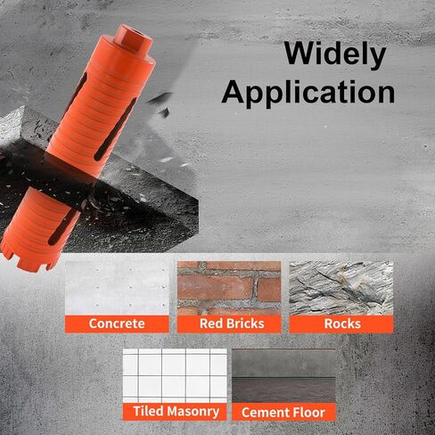 2-1/2" (64mm) Dry Diamond Core Drill Bit for Concrete & Brick, 5/8"-11 Thread, 11" Length, 10mm Turbo Segments Height, with 2 Adapters, Heavy-Duty Hole Saw for Masonry, Wall & Block in Kuwait