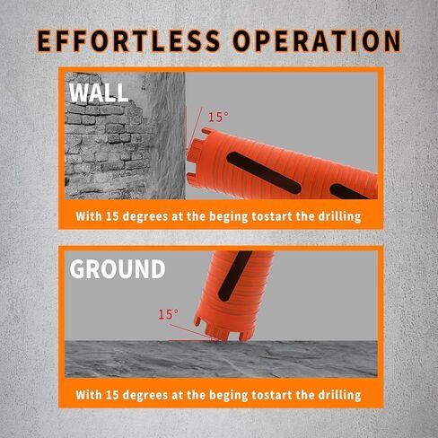 2-1/2" (64mm) Dry Diamond Core Drill Bit for Concrete & Brick, 5/8"-11 Thread, 11" Length, 10mm Turbo Segments Height, with 2 Adapters, Heavy-Duty Hole Saw for Masonry, Wall & Block in Kuwait