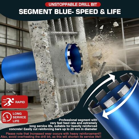 4 Inch Wet Diamond Core Drill Bit for Concrete, 15" Drilling Depth, 45% Cobalt HRC 70 Concrete Drill Bit, 1-1/4-7" Thread, Laser-Welded Core Drill Bits for Masonry, Brick, Mortor,Block in Saudi Arabia