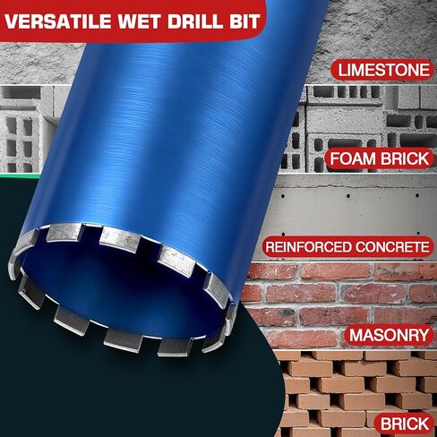 4 Inch Wet Diamond Core Drill Bit for Concrete, 15" Drilling Depth, 45% Cobalt HRC 70 Concrete Drill Bit, 1-1/4-7" Thread, Laser-Welded Core Drill Bits for Masonry, Brick, Mortor,Block in Saudi Arabia