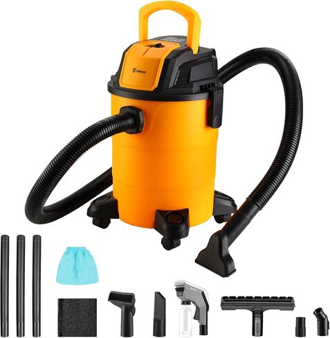 DEKOPRO Shop Vacuum Wet and Dry: 4 جالون 3 Peak HP Portable Shop vac، مكنسة السيارة مع خرطوم 1-1/4 بوصة 4 قدم، سلك 6 قدم، مكنسة كهربائية جافة ورطبة للمنازل والحيوانات الأليفة والسيارات in Kuwait