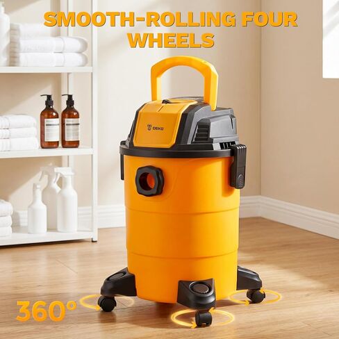 DEKOPRO Shop Vacuum Wet and Dry: 4 جالون 3 Peak HP Portable Shop vac، مكنسة السيارة مع خرطوم 1-1/4 بوصة 4 قدم، سلك 6 قدم، مكنسة كهربائية جافة ورطبة للمنازل والحيوانات الأليفة والسيارات in Kuwait