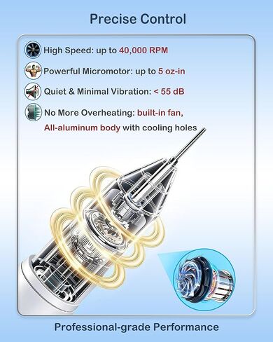 40,000 RPM Mini Polisher and Repair Kit, Trim Sharp Edges, Sand Sore Spots, Polish Uneven Surfaces & Clean Stubborn Stains, Includes 12 Attachments & Travel Case in Kuwait