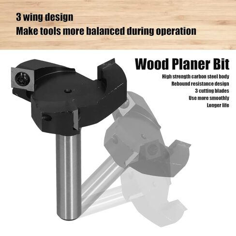 Spoilboard Surfacing Router Bit 3 Wood Planer Bits High Strength Carbon Steel CNC Woodworking Tools for Slab Flattening and Planing Silver Black Yellow 1/2in Shank in Kuwait