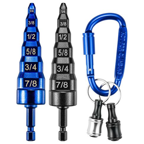 6-in-1 Copper Swedge Tool HVAC, 2-Pack Black & Blue Soft Tube Expander, Carbon Steel, Bit Holder, No.8 Flat Carabiner, Swaging Tool Set for Drill, Swage Kit for 1/4 3/8 1/2 5/8 3/4 7/8 Pipe in Kuwait