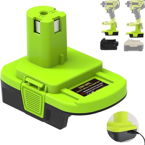 محول بطارية لأدوات Ryobi 18 فولت، لمحول بطارية Ryobi إلى Dewalt، تحويل لمحول بطارية Milwaukee إلى Ryobi P102 P190، مع منفذ شحن USB-A 5 فولت 2.1 أمبير (محول فقط) in Kuwait