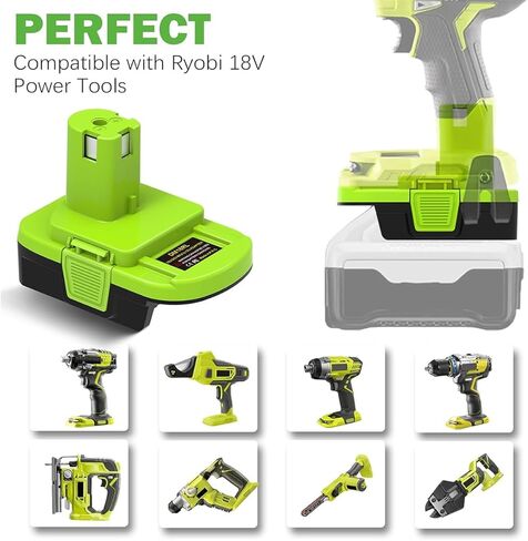 محول بطارية لأدوات Ryobi 18 فولت، لمحول بطارية Ryobi إلى Dewalt، تحويل لمحول بطارية Milwaukee إلى Ryobi P102 P190، مع منفذ شحن USB-A 5 فولت 2.1 أمبير (محول فقط) in Kuwait