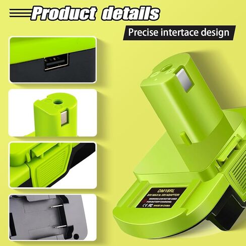 محول بطارية لأدوات Ryobi 18 فولت، لمحول بطارية Ryobi إلى Dewalt، تحويل لمحول بطارية Milwaukee إلى Ryobi P102 P190، مع منفذ شحن USB-A 5 فولت 2.1 أمبير (محول فقط) in Kuwait