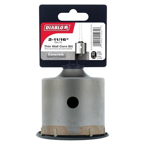 لقمة حائط رفيعة من Diablo SDS-Plus Carbide مع فتحتين للإخراج لسهولة إزالة النواة - قطر 2-11/16 بوصة، طول العمل 3 بوصة - DMAPLCC1070 in Kuwait