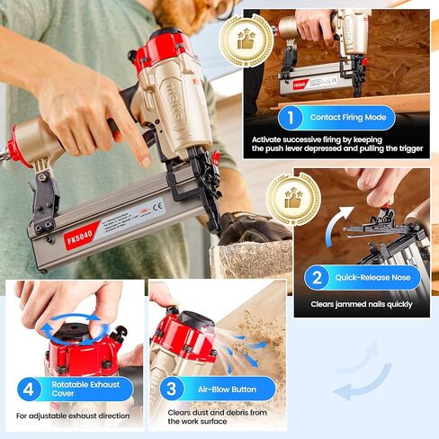 meite 18-Gauge 2-in-1 Nail Gun, Pneumatic Brad Nailer and 1/4-Inch Narrow Crown Pneumatic Staple Gun for Upholstery, Finishing, Molding, and Woodworking (FK5040) in Kuwait