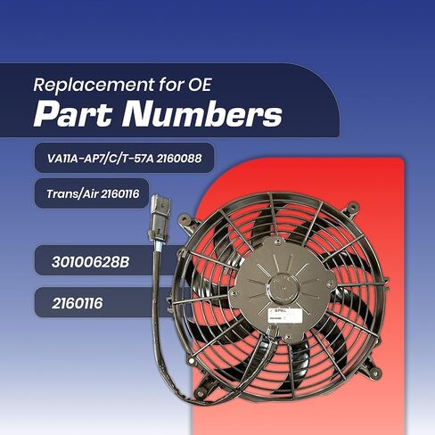 SPAL 30100628B Trans/Air 2160116 10'' Puller Fan 12 Volt High Performance Curved Blades 802 cfm w 8 mounting Brackets VA11A-AP7/C/T-57A in Saudi Arabia