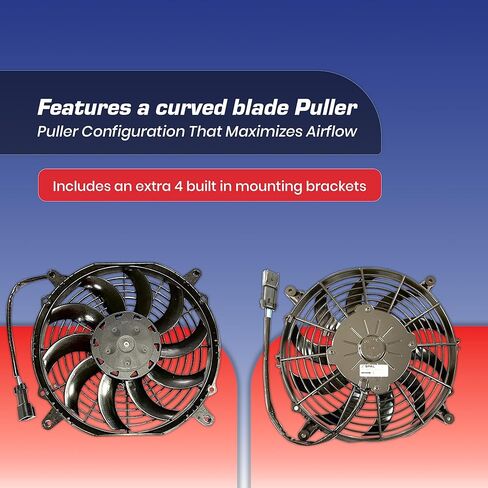 SPAL 30100628B Trans/Air 2160116 10'' Puller Fan 12 Volt High Performance Curved Blades 802 cfm w 8 mounting Brackets VA11A-AP7/C/T-57A in Saudi Arabia