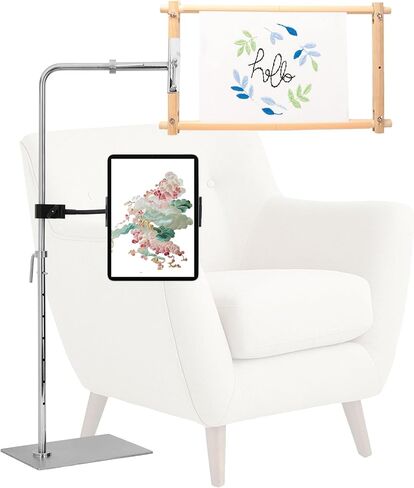 Workstand Fit for Lowery with Side Clamp, 360° Adjustable Rotation, Needlepoint/Cross Stitch Stand with Free Phone Holder Fits Scroll Rods up to 20 Inches & Q-Snap Frames in Kuwait