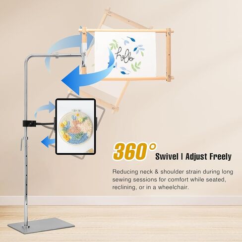 Workstand Fit for Lowery with Side Clamp, 360° Adjustable Rotation, Needlepoint/Cross Stitch Stand with Free Phone Holder Fits Scroll Rods up to 20 Inches & Q-Snap Frames in Kuwait