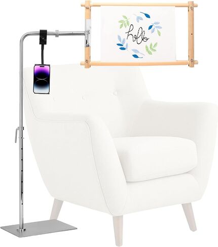 Workstand Fit for Lowery with Side Clamp, 360° Adjustable Rotation, Needlepoint/Cross Stitch Stand with Free Phone Holder Fits Scroll Rods up to 20 Inches & Q-Snap Frames in Kuwait