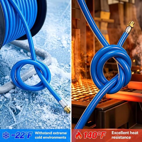 بكرة خرطوم هواء TAILONZ PNEUMATIC مقاس 3/8 بوصة × 65 قدمًا، خرطوم صنفرة مطلي بالبكسل مع خيوط NPT 1/4 بوصة، مجموعة أنابيب الهواء، خرطوم خط أنابيب الهواء بحد أقصى 160 رطل لكل بوصة مربعة in Kuwait