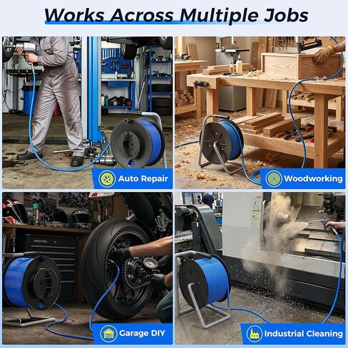 بكرة خرطوم هواء TAILONZ PNEUMATIC مقاس 3/8 بوصة × 65 قدمًا، خرطوم صنفرة مطلي بالبكسل مع خيوط NPT 1/4 بوصة، مجموعة أنابيب الهواء، خرطوم خط أنابيب الهواء بحد أقصى 160 رطل لكل بوصة مربعة in Kuwait
