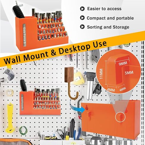 Gale Force S 50-Slot drill bit Organizer, Ideal for Garage and Workshop - Holds Impact and 1/4" Hex Bit, Hex Keys, and other tools. Wall and Workbench Mountable. in Kuwait