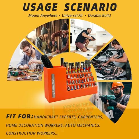 Gale Force S 50-Slot drill bit Organizer, Ideal for Garage and Workshop - Holds Impact and 1/4" Hex Bit, Hex Keys, and other tools. Wall and Workbench Mountable. in Kuwait