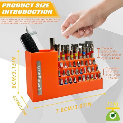 Gale Force S 50-Slot drill bit Organizer, Ideal for Garage and Workshop - Holds Impact and 1/4" Hex Bit, Hex Keys, and other tools. Wall and Workbench Mountable. in Kuwait