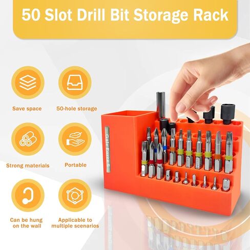 Gale Force S 50-Slot drill bit Organizer, Ideal for Garage and Workshop - Holds Impact and 1/4" Hex Bit, Hex Keys, and other tools. Wall and Workbench Mountable. in Kuwait