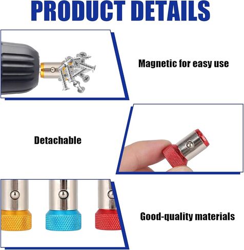 6pcs Strong Magnetic Screw Ring Holders, 2 Styles Removable Hex Screwdriver Head Magnetic Rings for Drill Bits Power Tools Home Repair Machinery Operations and Woodworking in Kuwait