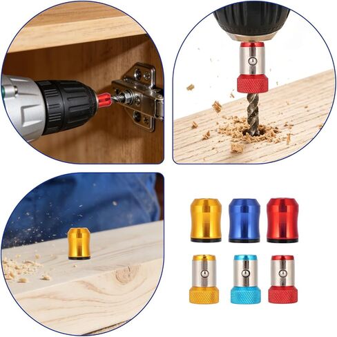 6pcs Strong Magnetic Screw Ring Holders, 2 Styles Removable Hex Screwdriver Head Magnetic Rings for Drill Bits Power Tools Home Repair Machinery Operations and Woodworking in Kuwait