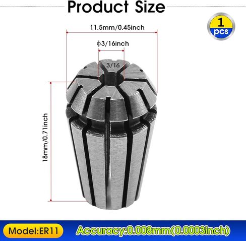 ER11 3/16" Spring Collet, 65Mn Spring Steel Precision Router Collet for CNC, Milling, Engraving & Lathe Tool Holding in Kuwait