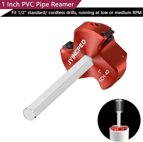 1 Inch PVC Pipe Reamer with Triple Blade, PVC Socket Saver Fitting Saver with 1/4-Inch Hex Shaft, Plastic Pipe Fitting Reamer Plumbing Tool for Sch.40 CPVC ABS Socket Hub,Fit Standard 1/2" Drills in Kuwait