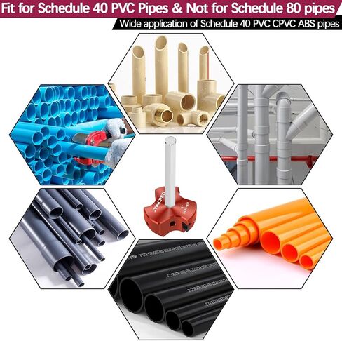1 Inch PVC Pipe Reamer with Triple Blade, PVC Socket Saver Fitting Saver with 1/4-Inch Hex Shaft, Plastic Pipe Fitting Reamer Plumbing Tool for Sch.40 CPVC ABS Socket Hub,Fit Standard 1/2" Drills in Kuwait