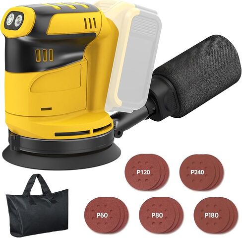 Random Orbital Sander Compatible with Dewalt 20V MAX Battery(NO Battery)5" Cordless Palm Orbital Sander With Storage Bag, Dust Collector, 3 Variable Speeds, 15Pcs Sandpaper in Kuwait