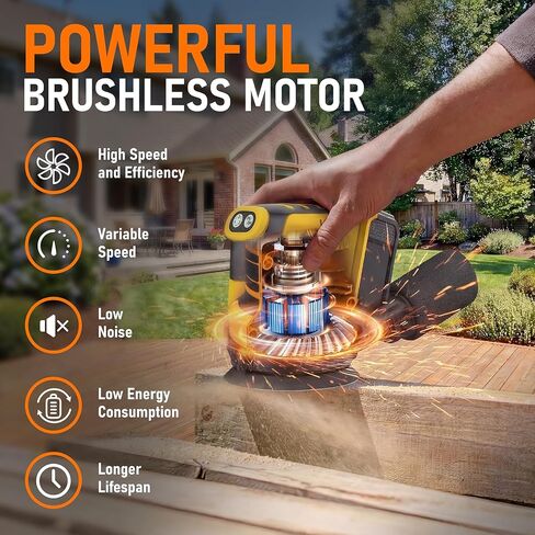 Random Orbital Sander Compatible with Dewalt 20V MAX Battery(NO Battery)5" Cordless Palm Orbital Sander With Storage Bag, Dust Collector, 3 Variable Speeds, 15Pcs Sandpaper in Kuwait