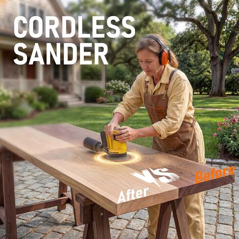 Random Orbital Sander Compatible with Dewalt 20V MAX Battery(NO Battery)5" Cordless Palm Orbital Sander With Storage Bag, Dust Collector, 3 Variable Speeds, 15Pcs Sandpaper in Kuwait