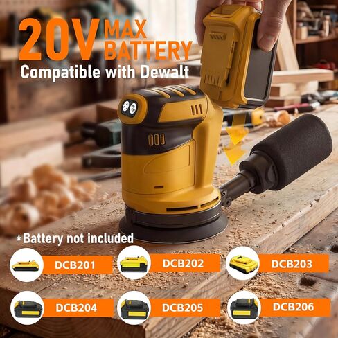 Random Orbital Sander Compatible with Dewalt 20V MAX Battery(NO Battery)5" Cordless Palm Orbital Sander With Storage Bag, Dust Collector, 3 Variable Speeds, 15Pcs Sandpaper in Kuwait