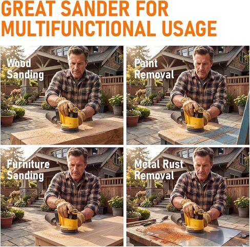 Random Orbital Sander Compatible with Dewalt 20V MAX Battery(NO Battery)5" Cordless Palm Orbital Sander With Storage Bag, Dust Collector, 3 Variable Speeds, 15Pcs Sandpaper in Kuwait