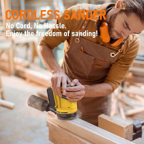 Random Orbital Sander Compatible with Dewalt 20V MAX Battery(NO Battery)5" Cordless Palm Orbital Sander With Storage Bag, Dust Collector, 3 Variable Speeds, 15Pcs Sandpaper in Kuwait