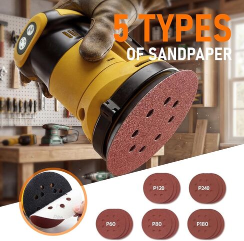 Random Orbital Sander Compatible with Dewalt 20V MAX Battery(NO Battery)5" Cordless Palm Orbital Sander With Storage Bag, Dust Collector, 3 Variable Speeds, 15Pcs Sandpaper in Kuwait