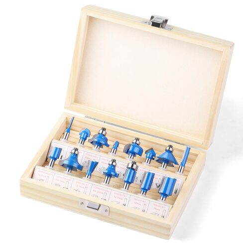 Router Bits Set 1/4" Inch Shank Tungsten Carbide Router Bits 15PCS T Shape Woodwork Tools for Commercial Users and Beginners (Yellow) in Saudi Arabia