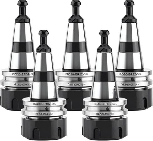 5 قطعة ISO30 ER32-50L أداة حامل ISO30 ER32-50L التوازن كوليت مخرطة تشاك G2.5 30000RPM CNC أداة حامل الفولاذ المقاوم للصدأ مع سحب مسمار طحن مخرطة in Kuwait