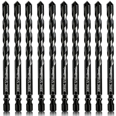 Blue 5mm Masonry Drill Bit Set 10PC 3/16" Concrete Drill Bit Set- Ceramic Brick Drill Bit Hex Shank for Glass, Soft Ceramic Tile, Mirror, Plastic. in Kuwait