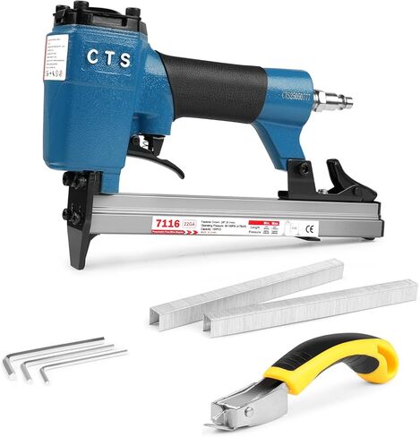 CTS 7116 مسدس تنجيد هوائي لـ 22 مقياس 71 سلسلة 3/8 بوصة (9 مم) تاج 1/4 بوصة إلى 5/8 بوصة (6.0-16.0 مم) طول دبابيس، دباسة هواء للأثاث والديكور الداخلي in Kuwait