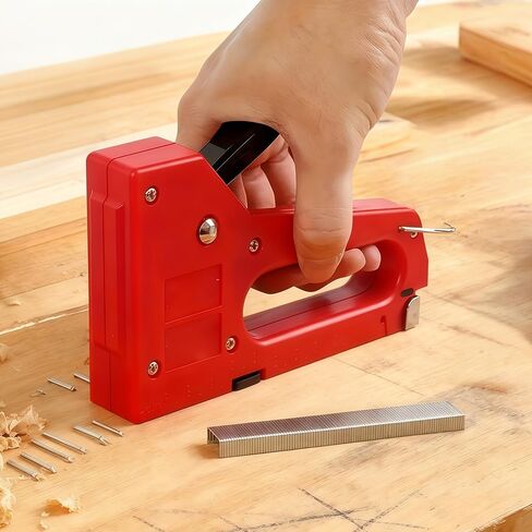 Woodworking Manual Staple Gun, Hand Tool Set, Includes Stapler and Staples, Non-Powered and Non-Electric, Suitable for 4-8mm (0.16-0.32 Inches) Long Staples, for DIY Furniture in Kuwait