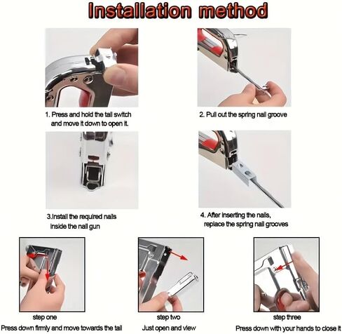 Woodworking Manual Staple Gun, Hand Tool Set, Includes Stapler and Staples, Non-Powered and Non-Electric, Suitable for 4-8mm (0.16-0.32 Inches) Long Staples, for DIY Furniture in Kuwait